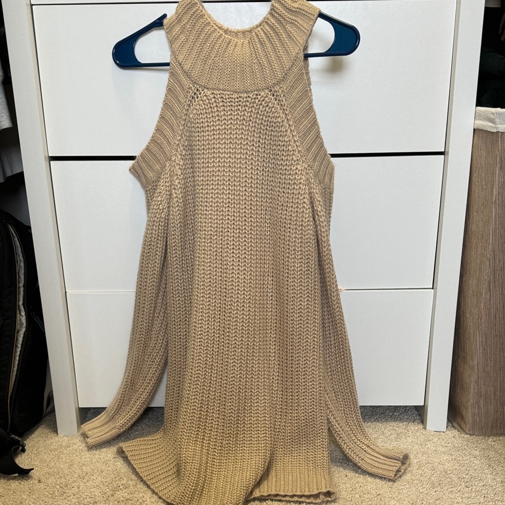 Tan Knit Mini Dress